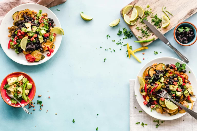 A few plates of food presenting healthy eating and lifestyle.