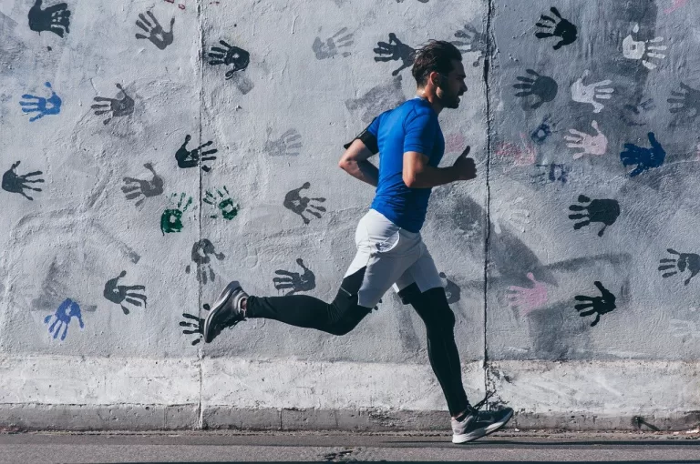 A man running on the streets.